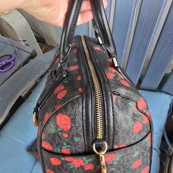 Michael Kors Black and Red Floral Satchel - Picture 6 of 15
